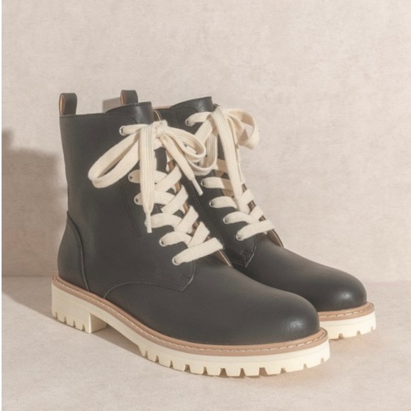 Few left! Aurora Black Combat Boots -black - Picture 3 of 7